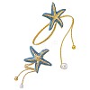 Starfish Iron Enamel & Plastic Imitation Pearl Cuff Bangles & Cuff Rings Sets for Women WG59046-01-2