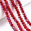 Electroplate Opaque Solid Color Glass Beads Strands EGLA-A034-P8mm-L21-4