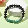 Natural Dyed Crackle Agate & Lava Rock Round Beaded Stretch Bracelet BJEW-TA00444-04-2