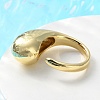 Rack Plating Brass Teardrop Open Cuff Ring for Women X-RJEW-A016-03G-2