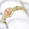 Hexagon Brass Pave Natural Cherry Blossom Agate & Cubic Zirconia Cuff Bangles for Women BJEW-Z172-01G-05-3