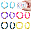 5 Pairs 5 Color 316 Stainless Steel Enamel Ring Hoop Earrings EJEW-DC0001-39B-1