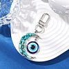 Alloy Moon & Synthetic Turquoise Chip Beads & Resin Evil Eye Pendant Decorations HJEW-JM02342-02-2