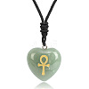 Natural Green Aventurine Heart Engraved AnKh Cross Pendant Personalized DIY Necklaces SC1205-2-1