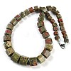 Natural Unakite Hexagon Prism Graduated Beaded Necklaces for Women Men NJEW-K388-03W-1