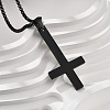 304 Stainless Steel Upside Down Cross Pendant Box Chain Necklaces NJEW-NH0001-07EB-3