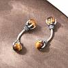 316 Stainless Steel Dragon Claw with Natural Stone Ball Curved Barbell Belly Rings AJEW-C044-06AS-01-2