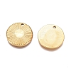 Textured Flat Round 304 Stainless Steel Pendants STAS-G218-06G-2