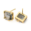 Brass Rectangle Stud Earring Findings KK-P325-50G-2