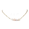 Natural Cultured Freshwater Pearl Potato & Glass Beaded Pendant 304 Stainless Steel Satellite Chain Necklaces for Women NJEW-JN05937-02-3