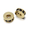 Flat Round Brass Micro Pave Cubic Zirconia Spacer Beads ZIRC-F009-32G-NR-1