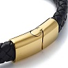 Men's Braided Black PU Leather Cord Bracelets BJEW-K243-53G-3