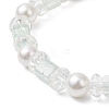 Crackle Glass & Shell Pearl Beaded Stretch Bracelets for Women BJEW-JB12384-03-4