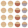 Beadthoven 16Pcs 4 Colors Printed Resin & Wood Pendants WOOD-BT0001-13-10