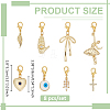 8Pcs Brass Pave Cubic Zirconia Enamel Pendant Decorations HJEW-BC00127-2