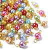 100Pcs 10 Styles Round Baking Paint Pearlized Glass Pearl Connector Charms PALLOY-CJ00118-9