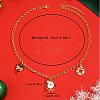 Brass Micro Pave Cubic Zirconia with Enamel Christmas Wreath Santa Claus Candy Cane Pendant Bib Necklaces for Women IP8864-5