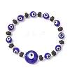Natural Lava Rock & Handmade Lampwork Beads Stretch Bracelets BJEW-JB11984-01-2