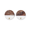 Opaque Resin & Walnut Wood Stud Earring Findings X-MAK-N032-008A-B06-4