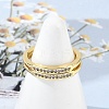 Brass Micro Pave Cubic Zirconia Open Cuff Rings for Women LS-RJEW-R011-01G-02-3