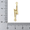 Rack Plating Brass Micro Pave Clear Cubic Zirconia Lightning Bolt Connector Charms KK-A234-067G-3