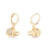 Clear Cubic Zirconia Elephant Dangle Leverback Earrings EJEW-N012-102-1