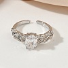 Brass Micro Pave Cubic Zirconia Cuff Open Rings RJEW-C163-25A-P-2