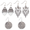 ANATTASOUL 3 Pairs 3 Style Bohemia Teardrop & Flat Round & Triangle Alloy Geometry Dangle Earrings for Women EJEW-AN0002-25-1