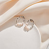 Oval Natural Pearl Stud Earrings EJEW-G411-02P-2