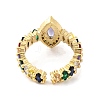 Horse Eye Colorful Cubic Zirconia Open Cuff Ring RJEW-U003-24A-G-3