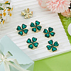 6Pcs Clover Alloy Cat Eye Lapel Pin Backs for Backpack Clothes JEWB-DC0006-43-4