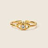 Adjustable 304 Stainless Steel with Cubic Zirconia Cuff Open Rings for Women LS-DT5559-4