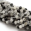 Natural Black Rutilated Quartz Round Beads Strands X-G-E251-30-6mm-1