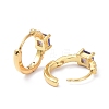 Brass Inlaid Cubic Zirconia Hoop Earrings ZIRC-P090-16G-E-3
