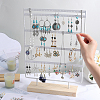 SUNNYCLUE 1 Set 5-Tier Rectangle Iron Jewelry Dangle Earring Organizer Holder with Wooden Base EDIS-SC0001-07B-3