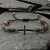Natural Prehnite Round Bead Braided Bead Bracelets LS-FL7803-2-1