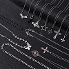 ANATTASOUL 13Pcs 13 Style Cross & Skull & Heart & Butterfly Rhinestone Pendant Necklaces Set NJEW-AN0001-39-7