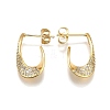 Brass Micro Pave Clear Cubic Zirconia Stud Earrings for Women EJEW-U056-04A-G-4
