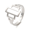 Non-Tarnish Hollow Rectangle 304 Stainless Steel Adjustable Rings for Women RJEW-N048-01P-1