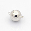 Anti-Tarnish Rhodium Plated 925 Sterling Silver Round Magnetic Clasps STER-L018-04-4