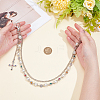 1Pc Alloy Colorful Rhinestone Flower & Plastic Pearl Link Chain Double Layer Pants Chains AJEW-GF0012-74-3