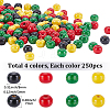 1000Pcs 4 Colors Dyed Natural Wood Beads COCO-SP0002-03-2