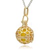 Golden Tone Brass Hollow Round Cage Pendants KK-J226-05G-2