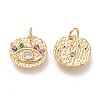 Brass Micro Pave Clear Cubic Zirconia Charms KK-F820-22G-2