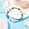 Starfish & Tortoise Synthetic Turquoise Braided Bead Anklets AJEW-AN00564-01-2