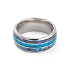 304 Stainless Steel Paua Shell Cuff Ring for Women RJEW-M014-01P-B-2