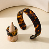 Leopard Print Acrylic Cuff Bangle & Finger Rings Sets for Women FS-WG722C5-01-5