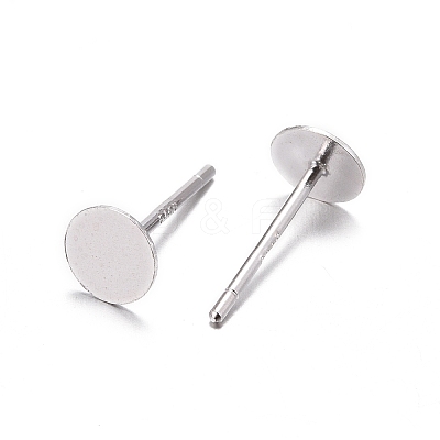 925 Sterling Silver Flat Pad  Stud Earring Findings STER-K167-045D-S-1