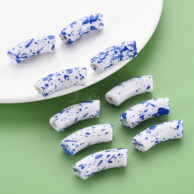Opaque Spray Painted Acrylic Beads MACR-S372-001F-B05-1