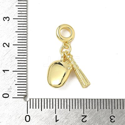 Brass Baseball Bat Mitten European Dangle Charms KK-K293-57G-1